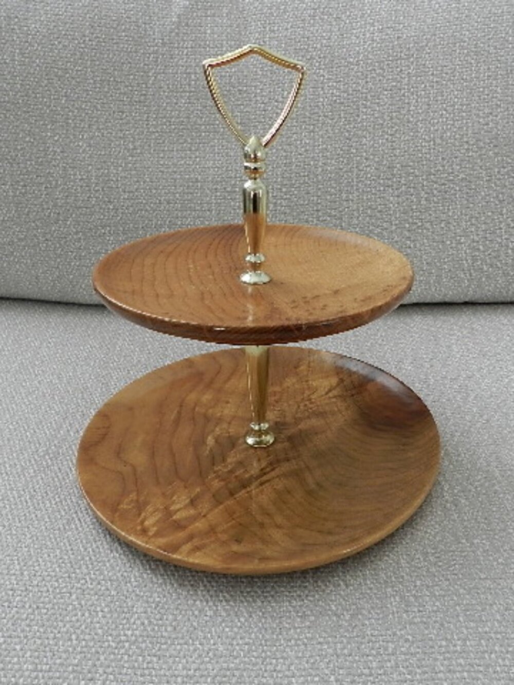Vintage MCM Tiered Tray Myrtlewood Wood 9" Two Tiers 1960s